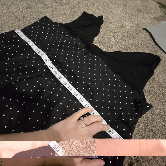 Women's Torrid Dress Black White Polka Dot Flare Sheer Top Cotton Long Sz 26 - Picture 7 of 8